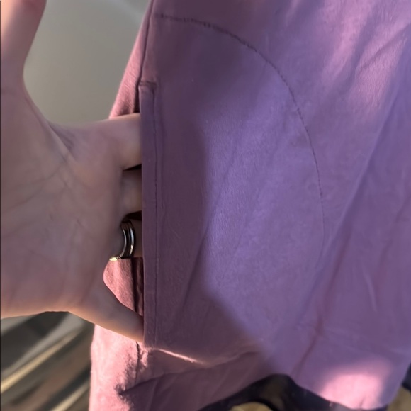 LOGO by Lori Goldstein Asymmetrical Short Sleeve Purple Tee - Picture 2 of 6